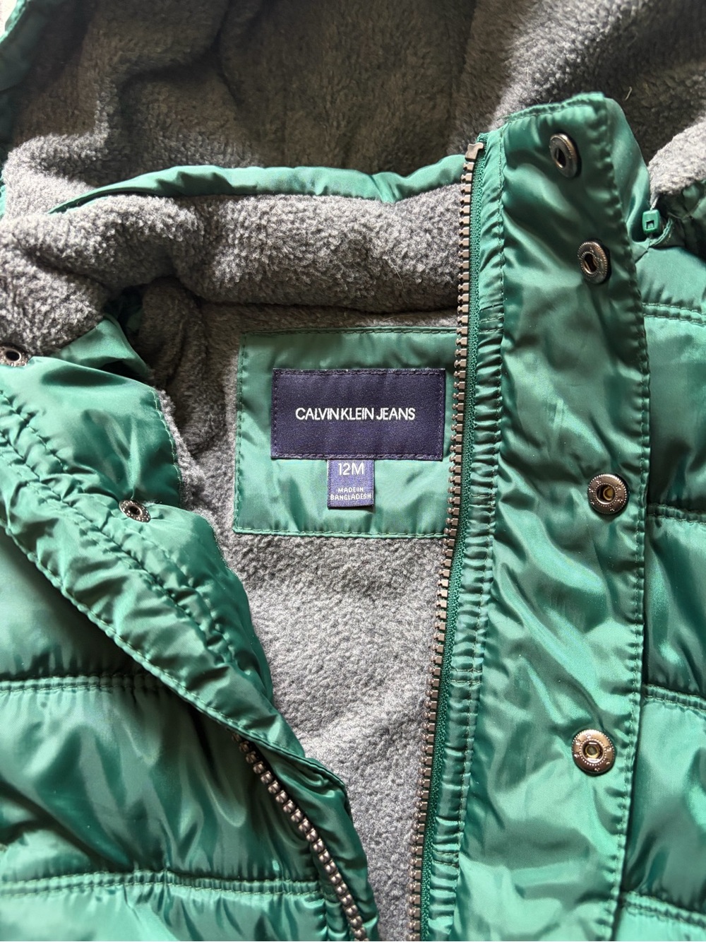 Calvin Klein Jeans Toddler Emerald Green Puffer Jacket